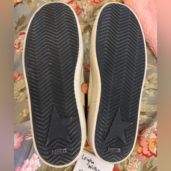 Golden Goose Women's Stardan Size 38 Cream/Gold/Tan with Gold Glitter Star! - Picture 10 of 12